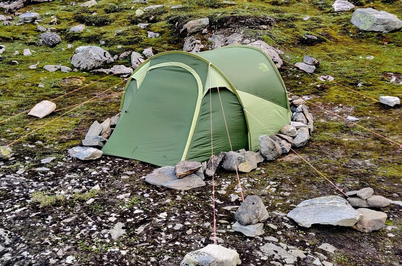 A NorthFace tent with a home made footprint.